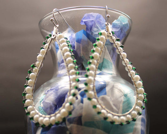 Emerald and Pearl teardrops